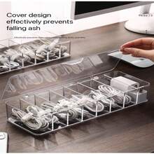 Hộp quản lý cáp sạc nhanh, 1 hộp quản lý cáp chống bụi, hộp sắp xếp cáp, hộp đựng cáp dữ liệu để bàn cho bộ sạc điện thoại, kẹp dây nguồn, hộp quản lý cáp nhiều ngăn trong suốt để bàn, quà tặng Ngày Phụ nữ, quà sinh nhật. - Trong sáng - Xem 8
