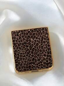 1pc Leopard Print Border Pattern Frosted Feel Folding Phone Case, Electroplated Folding Phone Case, Folding Screen Phone Case, Suitable For Samsung Z FLIP 3/4/5/6/7/Z FOLD 3/4/5/6/MOTO RAZR 40/40 ULTRA/50/50 ULTRA/60 ULTRA - màu đen - Xem 4