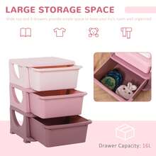 HOMCOM Cassettiera 6 Cassetti per Bambini 3-6 Anni con Bordi Arrotondati, Mobile Portagiochi in PP, 37x37x56.5cm, Rosa - Anguria Rosa - Visualizzare 6