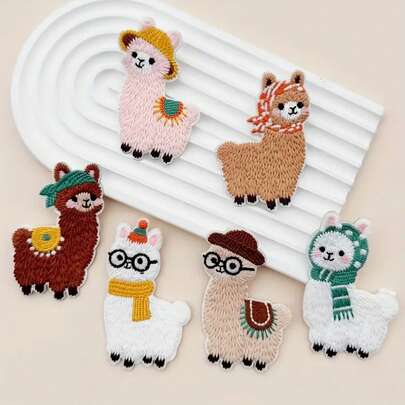 1pc/3pcs Random Cartoon Alpaca Embroidered Patch, Clothing & Bag Decor Patch, Handmade Decoration For Kids, Holiday & Birthday Gift, Great Choice