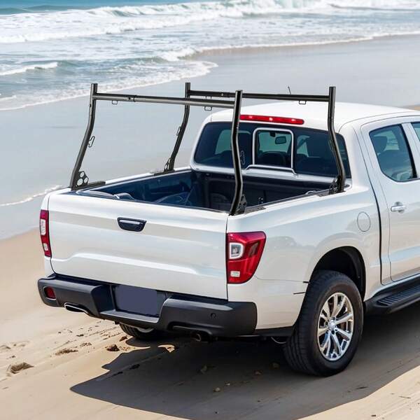 Truck Ladder Rack, 49-73 In Width, Extendable Universal Cargo Rack, Heavy Duty Steel With 800 Lbs Static Load Capacity, Ideal For Canoes, Surfboards, Ladders, Lumber, Tents, And Large Cargo