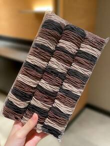 100条混色简约弹力发圈，高弹力发圈，百搭休闲风，女士发饰，适用于马尾辫和编发。适合日常休闲佩戴，四季皆宜的发饰，学生用品，女士配饰。发绳头饰橡皮筋 - 彩色 - 查看 6