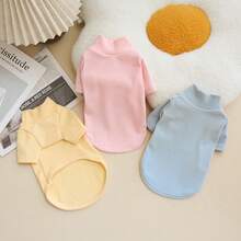 Pet Solid Color Warm Pullover Base Layer, Simple & Versatile Double-Sided Fleece Thickened High Neck Sweatshirt, Autumn/Winter