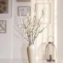 Artificial Cherry Blossom Flowers Realistic Fake Plum Blossom Floral For Home Decor - 白色 - 查看 4