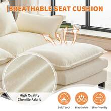 112" Modular Sectional Sofa, U-Shape Cloud Couch/Deep Seat/Armrest/Plush Corduroy Fabric, No Assembly Required, Space-Saving, 200 Pounds Boneless Compression Sleeper Sofa For Living Room - Màu be - Xem 6