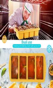 Ztomine Silicone Freezer Tray With Lid - Silicone Freezer Food Molds- Large Ice Cube Tray,Silicone Freezer Container,Freeze &Amp; Store Soup, Sauce, Broth,Leftovers - Makes 4 Perfect 1 Cup - 駝色 - 查看 3