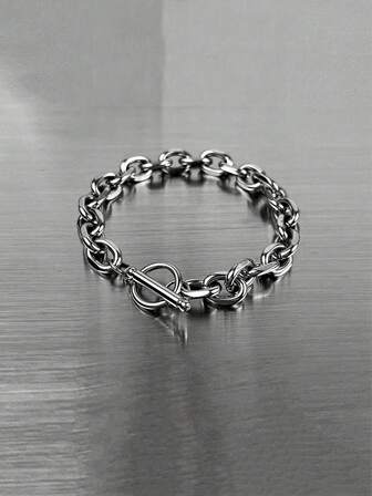 1pc 18cm Stainless Steel Thick Chain OT Clasp Bracelet Suitable For Men