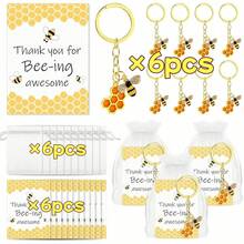 20/12/6/3/1 蜜蜂主题员工感谢礼套装，包含可爱蜜蜂钥匙扣、感谢卡、欧根纱袋，可作为激励同事的礼物、减压玩具、婚礼钥匙扣、生日礼物、钥匙扣套装、钥匙圈、婚礼装饰、父亲节礼物、派对礼品袋、派对礼品袋填充物、钥匙扣套装、毕业礼物、学年结束学生礼物 - 蜂巢鑰匙扣 - 查看 9