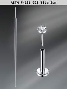 CIZME 1 Set Fashionable Titanium Alloy Threadless Nose Stud CZ Nose Ring, Flat Back Stud Earrings, CZ Nose Bone, Nose Wing, Cartilage Earrings, 20G 18G 16G Cubic Zirconia Lip Ring, Medusa Lip Ring, Threadless Lip Stud, Piercing Taper, Suitable For Daily Wear - Lip Studs - View 20