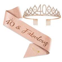 "Talk Thirty To Me" Sash & Rhinestone Tiara Set - 30th Birthday Gifts Rose Gold Glitter Birthday Sash For Women Birthday Party Favors