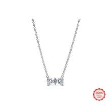 925 Sterling Silver Heart Bow Sparkling Star Pendant Necklace, Fashionable Luxury Design - White - View 2