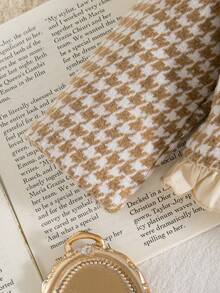 秋冬女宝宝优雅荷叶边卡其色千鸟格复古夹克和卡其色褶皱围裙法式连衣裙