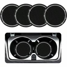 Ziciner - Juego de 4 posavasos con diseño de cristales para coche, de goma suave, antideslizante, accesorios interiores universales para coche, SUV, camión (negro y AB) - Azul claro y blanco 4pcs - Ver 11