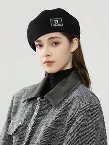 1 peça boina de lã ajustada para mulheres, nova moda coreana de outono/inverno, boné de artista elegante, chapéu octogonal versátil