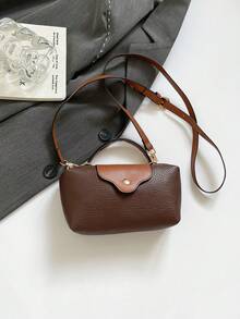 Mini New Fashion Handbag With Contrast Color Design, Made Of Waterproof Nylon Fabric, Includes Shoulder Bag, Square Bag And Vegetable Basket Bag, Suitable For Commuting, Parties And Vacations In Winter - Coffee - View 9