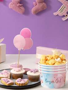 10pcs 8oz Blue & Pink Bear Gender Reveal Party Disposable Paper Bowls, Blue & Pink Balloon Bear Design, Suitable For Baby Shower Theme Table Decor Paper Food Containers, Gender Reveal Party Table Decor Paper Tableware, Newborn Party Disposable Decor Food Containers, Decorative Paper Bowls, Party Table Centerpiece Decor, Baby Shower Gifts, Baby Party Decor, Gender Reveal Party Decor, Birthday Gifts - Blue and Pink Gender Reveal - View 3