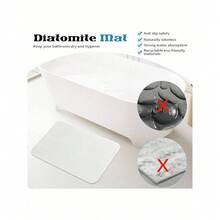 Diatomite Stone Bath Mat Absorbent Drying Bathstone Bathmat Rugs Non-Slip Mat - 銀色 - 查看 3