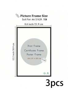2/3pcs 12x16in/30x40cm Black Aluminum Alloy Photo Frames, A3/A4 Modern Home Decor Art Frames, Minimalist Stylish Gold Aluminum Alloy Decorative Frames