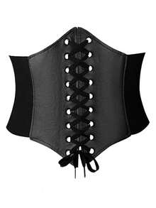 1 件女士刺绣松紧腰带，纯色宽腰带万圣节服装