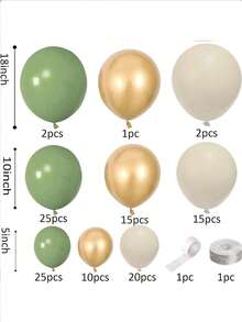 117pcs Sage Green & Gold Balloon Arch Kit, Includes Sage Green Balloons, Complemented By Ivory & Gold Balloons, Suitable For Baby Shower, Birthday Party, Jungle Theme Party, Wedding Decoration - Multicolor - View 2