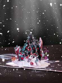 Opjoys 1 张圣诞前夜弹出式卡片、杰克和莎莉圣诞树贺卡、感谢卡、手工弹出式卡片、圣诞礼物、圣诞节 - 彩色 - 查看 13