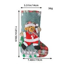 1 pieza Calcetín navideño de 11.81 pulgadas con diseño de dibujos animados, adecuado para bolsas de regalo navideñas, decoración de árboles de Navidad y decoraciones navideñas.