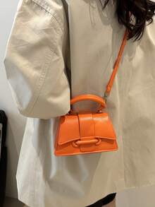 Pochette de rouge à lèvres de haute qualité, mini sac carré, nouveau sac à main polyvalent de couleur unie, sac pour femme - Orange - Voir 5