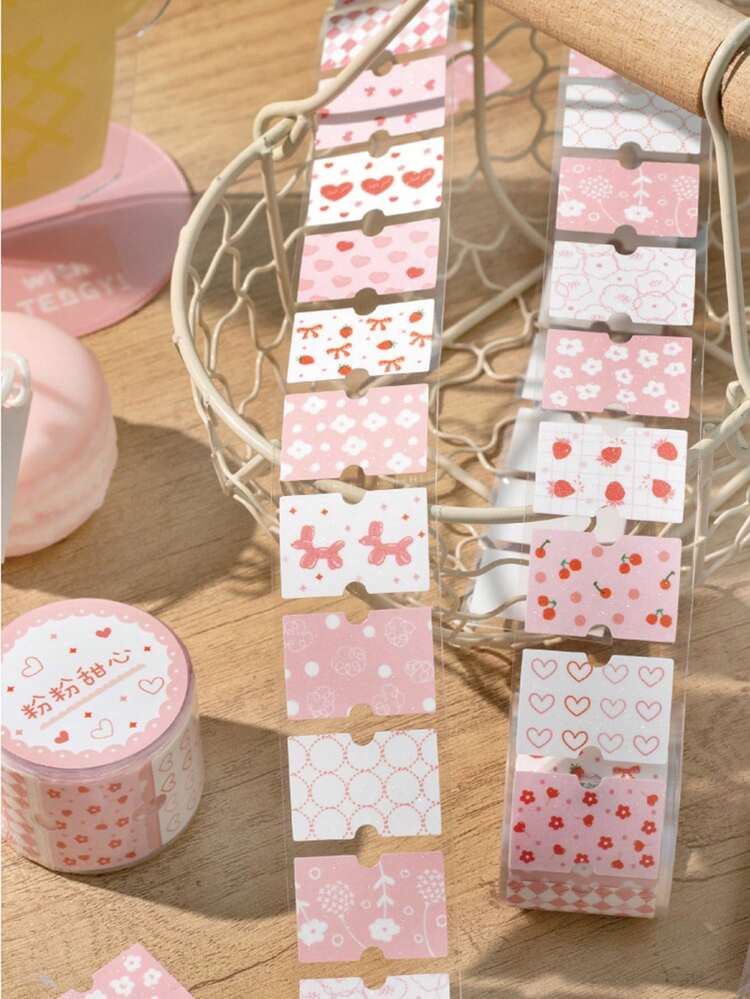 2米/卷闪光花卉和纸胶带，创意美学贴纸，DIY装饰拼贴工艺用品，节日礼物，个性化剪贴簿学校文具 - 藍色 - 查看 5