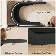Tribesigns Wood C-Shaped Console Table For Entryway, 43.3" Modern Hallway Entryway Table For Living Room, Entrance, Foyer, Easy Assembly, Black - Black - View 6