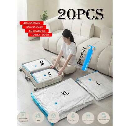 Bộ 20/10/5 túi đựng đồ du lịch di động, túi nén dung tích lớn, túi hút chân không tái sử dụng, khối sắp xếp có thể gấp lại, túi hành lý in họa tiết, chống bụi, chống ẩm, chống mối mọt, tiết kiệm không gian, thích hợp đựng quần áo, chăn, áo sơ mi, bộ đồ giường, phòng ngủ, tủ quần áo, phòng tắm, đồ dùng ngoài trời, sắp xếp nhà cửa, trở lại trường học, đồ dùng thiết yếu khi đi du lịch