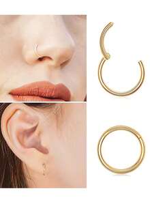 2pcs 16G Septum Piercing Surgical Steel Clicker Hinged Segment Ring Goth Nose Hoop Earrings Lip Ear Cartilage Helix Piercings