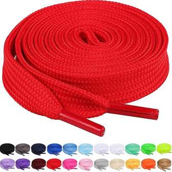 1 Pair Thick Flat Hollow Colorful Shoelaces, Wear-Resistant , Unisex, Suitable For Sneakers, Casual Shoes, Sports Shoes, Hiking Boots, Length 120cm (Approx. 47.24in), Christmas Gift, Red, 31 Colors Available
