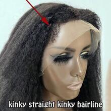 GABRIELLE Kinky Straight 13X6 Lace Front Wigs Transparent Lace Frontal Human Hair Wig Pre Plucked With Baby Hair 200 Density Yaki Straight Lace Front Human Hair Wigs For Woman - Natural Black - 查看 4
