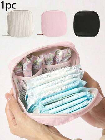 Bolsa de almacenamiento de toallas sanitarias de gran capacidad, caja de almacenamiento portátil multifuncional, monedero y mini bolsa de maquillaje, bolsa de almacenamiento de almohadillas para la lactancia, bolsa de almacenamiento de tampones, bolsa de almacenamiento de suministros para mujeres, estilo casual, material de poliéster, solución de almacenamiento perfecta y regalo elegante