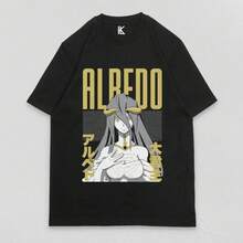 Albedo Overlord Tshirt Anime Demon Shirt Ainz T-Shirt Ooal Gown Sebas Tian Tee - 黑色 - 查看 6