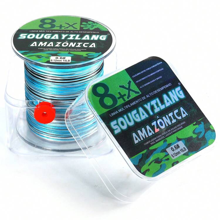 SOUGAYILANG 8 hebras de línea de pesca trenzada PE, 300m, multicolor, [Línea de pesca duradera] Línea de pesca trenzada fuerte y duradera de 8 hebras | 300m/328yd, 15-120lb, patrón camuflaje, polietileno duradero para línea principal, pesca en agua salada - Multicolor - Añade 15