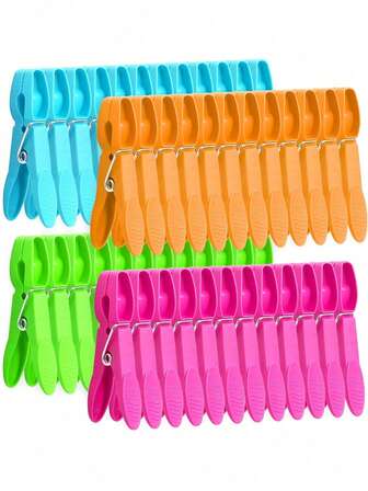 48pcs Colorful Plastic Clothespins, Heavy Duty Laundry Clips, Clothesline Clips, Outdoor Small Colored Clips, Clothesline Craft Photo Clips, Food Packaging Clips