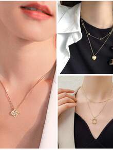 FAXHION 77pcs/35pcs Middle Eastern Style Elegant Vintage Butterfly, Heart, Faux Pearls, Twist, Rhinestone, Snake Chain, Braided Chain, Geometric C-Shaped Earrings, Necklace, Ring, Bracelet Jewelry Set For Holiday, Party, Gift - 金黃色-35件 - 查看 3