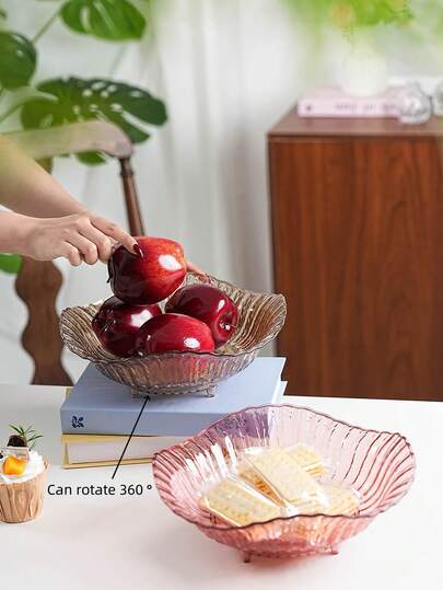 1pc Flower-Shaped Creative Fruit Bowl Tray, 360° Rotatable, Made Of PET Material, Unbreakable, Reusable Fruit/Dessert/Snack Bowl, Suitable For Various Festivals, Parties, Dinners, Living Room Tabletop Storage