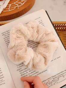 5个/套 11厘米大号蓬松发圈，发圈，发饰，时尚百搭高端优雅简约风格，运动，发绳，马尾辫发圈，弹力发带 - 毛毛大腸圈 - 查看 4