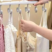 12钩旋转多功能衣架，无缝衣架，文胸吊带背心收纳整理架，家用晾衣架，宿舍挂钩，波浪形衣架，衣柜帽子挂钩，棒球帽架，360°旋转带挂钩帽架 - 白色
