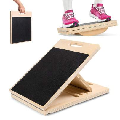 BJNCDIO Tavola inclinata in legno 3 in 1, resistente e regolabile in più angolazioni, tavola inclinabile, tavola di equilibrio antiscivolo, stabilizzatore per polpacci, tavola di movimento regolabile, tavola oscillante, allenamento giroscopico all'aperto, adatta per l'allenamento a casa e in palestra