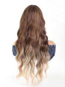 Lolita Sand Gold gefärbte Platin Perücke für Frauen, lange wellige Haare 75cm lockige Perücke mit mittelgescheiteltem Pony, Cosplay Haarband Perücken, synthetische Perücken für den täglichen Gebrauch