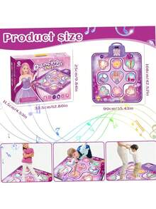Alfombrilla de baile con tema de princesa para niñas: Alfombrilla de baile de 3 niveles con volumen de música claro, ajustable, 9 indicadores LED y sensible y resistente al agua, juguete resistente para que las niñas bailen - Rosa - Ver 9