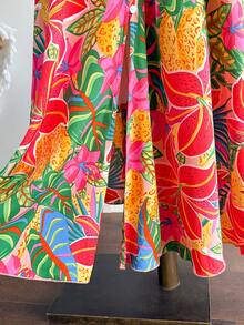 Rusttydustty Đầm maxi nữ cổ chữ V họa tiết hoa nhí, thắt eo, phong cách bohemian, thích hợp mặc đi biển, dự lễ hội âm nhạc, hoặc đi nghỉ mát ở vùng nhiệt đới. - Nhiều màu - Xem 7