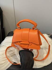 Pochette de rouge à lèvres de haute qualité, mini sac carré, nouveau sac à main polyvalent de couleur unie, sac pour femme - Orange - Voir 8