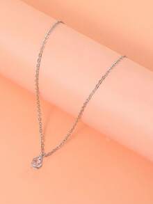 1 件浪漫优雅水晶泪珠吊坠项链，适合送给妈妈、朋友、女朋友的多功能礼物（附带卡片包装） - 銀色 - 查看 3