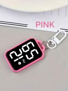 方形/圆形迷你数字时钟钥匙扣 - 运动设计，LED数字显示挂式怀表钥匙扣，小巧便携，是圣诞节、复活节、生日、毕业典礼和开学季的理想礼物 - 多色 - 查看 11