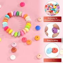 100Pcs Silicone Lentil Beads, 12mm Silicone Beads For Keychain Making Bulk Silicone Abacus Beads For Necklace Bracelet Making And Space Silicone Beads For Pens