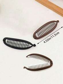 2pcs/Set Wave Clip Hair Claw Clamps, Beach Party Ponytail Clip, Bun Maker, Hair Fork, Banana Clip - Multicolor 2-piece Set - View 4